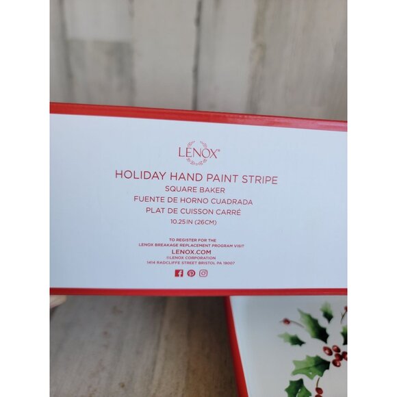 Lenox NEW holiday platter tray mistletoe serving Xmas square decor red green - Picture 11 of 11